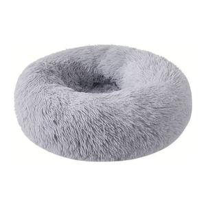 Nutrapet Grizzly Velor Plush Round Pet Bed Grey Small - 50 x 15 cm