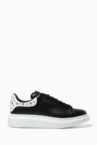Black Studded Leather Oversized Sneakers