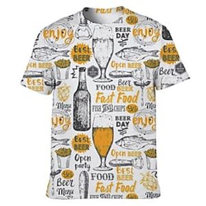Men's Unisex T shirt Tee 3D Print Graphic Prints Letter Crew Neck Street Daily Print Short Sleeve Tops Casual Vintage Big and Tall Sports White  Summer Lightinthebox