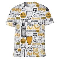 Men's Unisex T shirt Tee 3D Print Graphic Prints Letter Crew Neck Street Daily Print Short Sleeve Tops Casual Vintage Big and Tall Sports White  Summer Lightinthebox - thumbnail