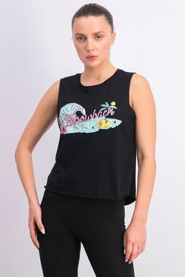 Womens Graphic Print Tank Top Black Womens Graphic Print Tank Top Black