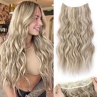 Invisible Wire Hair Extensions with 4 Secure Clips Transparent Headband Adjustable Size Long Wavy Synthetic Hairpieces for Women Lightinthebox