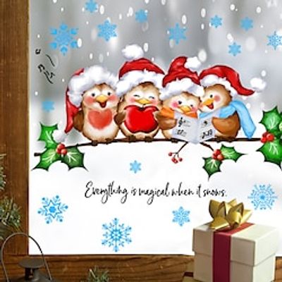 Cartoon Christmas Sticker Tree Snowflakes Sticker Home Decor, Background Wall Sticker Glass Sticker Doors Windows Xmas Sticker Home Decoration Lightinthebox