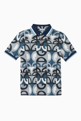 Polo Shirt in Geometric DG-print Cotton Piqué Polo Shirt in Geometric DG-print Cotton Piqué