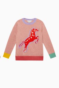 Horse Intarsia Lurex Knit Sweater