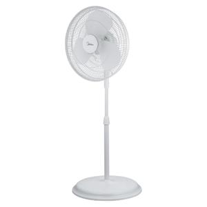 Midea Pedestal Stand Fan, 16 Inch, Oscillation Directions, 3 Speed Levels & Adjustable Height, 3 Leaf Blade With 7.5 Hours Timer, 40 Watts - White