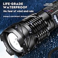 Strong light flashlight usb rechargeable outdoor lighting 30W white laser flashlight with COB work light Lightinthebox - thumbnail