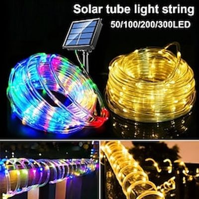 1 Pack Solar LED String Lights, Waterproof Tube Rope Garland Fairy Garden Light Strings, Outdoor Garden Christmas Halloween Wedding Party Decor, 7M-50Led/12M-100Led/20M-200Led/30M-300Led miniinthebox