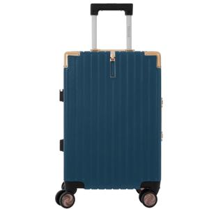 PARA JOHN Cabin Luggage with Self-rebound Handle and Spinner Wheels, PC Travel Suitcase for Women Men, Carry on Suitcase for Business, Unique Record Shape Design 20 Inch BLUE