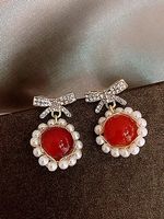 Fashion inlaid diamond bow earrings - thumbnail