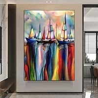 100% large Handmade Abstract boat ocean Oil Painting On Canvas Sailors paintings seascape oil painting Wall Art painting for Modern artwork Home Decoration Lightinthebox