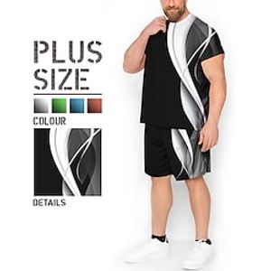 Men's Plus Size T-shirt Suits Big and Tall Graphic Crew Neck Short Sleeve Spring  Summer Fashion Designer Comfortable Outdoor Casual Tops miniinthebox
