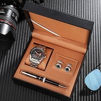 Men's Watch Set Business Style Men's Cufflinks Pen Calendar Quartz Watch 3-piece Set Day Valentine's Day father day gift for him Lightinthebox - thumbnail