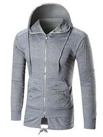 Hooded Plain Ripped Patch Pocket Men Coat - thumbnail