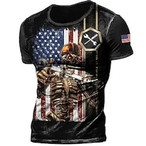 Men's T shirt Tee Tee Graphic Skulls National Flag Crew Neck Clothing Apparel 3D Print Outdoor Casual Short Sleeve Print Vintage Fashion Designer Lightinthebox