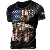 Men's T shirt Tee Tee Graphic Skulls National Flag Crew Neck Clothing Apparel 3D Print Outdoor Casual Short Sleeve Print Vintage Fashion Designer Lightinthebox - thumbnail