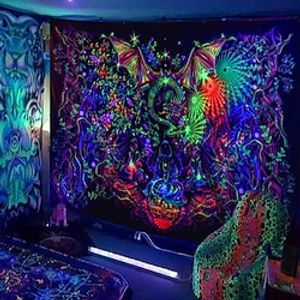 Blacklight UV Reactive Trippy 230x180cm Tapestry Wall Hanging Magic Color Hanging Cloth Home Decoration Background Cloth x miniinthebox