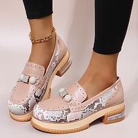 Women's Slip-Ons Loafers Plus Size Soft Shoes Comfort Shoes Party Outdoor Daily Rhinestone Imitation Pearl Chunky Heel Round Toe Vacation Cute Elegant PU Loafer Color Block Pink Lightinthebox - thumbnail