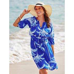 Tropical Palm Belted Knee Length Dress