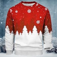 Graphic Christmas Tree Men's Daily 3D Print Sweatshirt Christmas Sports Outdoor Holiday Sweatshirts Red Blue Long Sleeve Crew Neck Print Fleece Fall  Winter Designer Hoodie Sweatshirt Lightinthebox - thumbnail