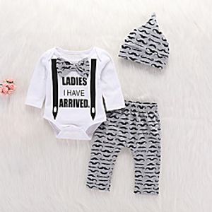 2 Pieces Baby Boys' Basic Letter Print Long Sleeve Regular Clothing Set White Lightinthebox