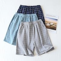 Men's Sleepwear Pajama Shorts Plaid Stylish Casual Comfort Home Daily Bed Cotton Blend Comfort Summer Spring Blue Dark Blue Lightinthebox - thumbnail