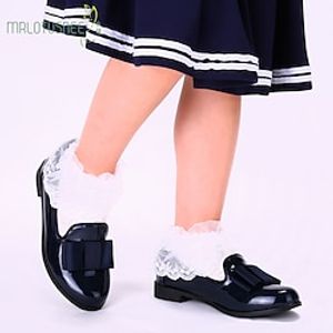 Girls' Flats Dress Shoes School Shoes Leather Non-slipping School Shoes Big Kids(7years ) Little Kids(4-7ys) School Casual Walking Shoes Butterfly Blue Dark Blue Fall Winter miniinthebox