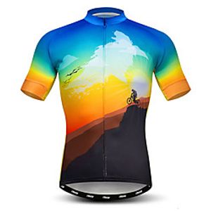 21Grams Men's Short Sleeve Cycling Jersey Summer Elastane Lycra Polyester BlueYellow Yellow Blue Novelty Bike Jersey Top Mountain Bike MTB Road Bike Cycling Quick Dry Moisture Wicking Breathable miniinthebox
