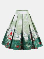 Cute Printed Women Pleated Skirts