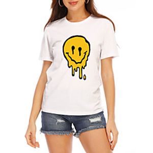 Women's T shirt Graphic Prints Round Neck Tops 100% Cotton White miniinthebox
