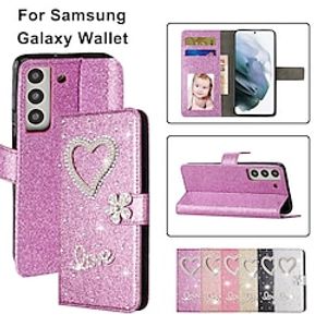 Phone Case For Samsung Galaxy Wallet Case S23 S22 S21 S20 Plus Ultra A73 A53 A33 A23 A13 A72 A52 A42 A71 A51 A31 Note 20 Ultra A70 A50 A30 A12 A32 A22 Flip Rhinestone Wallet Glitter Shine Crystal miniinthebox