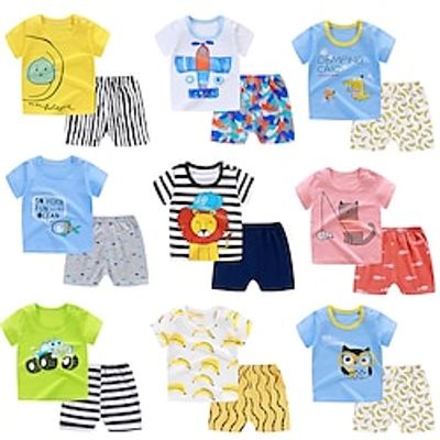 New Summer Children's Short sleeved Set, Pure Cotton, Boys' Clothing, Thin Girls' T-shirt, Summer Clothing, Babies' Clothing Lightinthebox