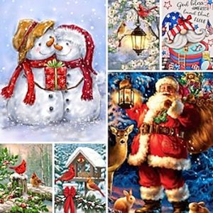 1pc Christmas Gift DIY Diamond Painting Winter Christmas Snow Scene Diamond Painting Handcraft Home Gift Without Frame 30x40cm/12''x16'' miniinthebox