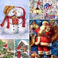 1pc Christmas Gift DIY Diamond Painting Winter Christmas Snow Scene Diamond Painting Handcraft Home Gift Without Frame 30x40cm/12''x16'' miniinthebox - thumbnail