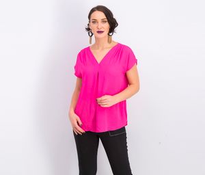 Womens Inverted Pleat Pullover Blouse  Pink