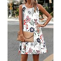 Women's Casual Dress Tank Dress Floral Print Crew Neck Mini Dress Stylish Vacation Beach Sleeveless Summer Lightinthebox