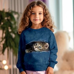 Girls' 3D Cat Sweatshirt Pullover Long Sleeve 3D Print Spring Fall Fashion Streetwear Adorable Polyester Kids 3-12 Years Crew Neck Outdoor Casual Daily Regular Fit Lightinthebox