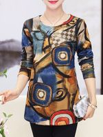 Casual Women Printed Long Sleeve Blouse