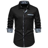 Men's Shirt Button Up Shirt Casual Shirt Summer Shirt Beach Shirt Black White Navy Blue Long Sleeve Paisley Lapel Hawaiian Holiday Pocket Clothing Apparel Fashion Casual Comfortable Lightinthebox