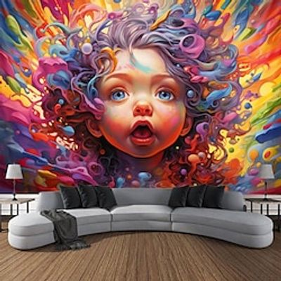 Colorful Grafitti Child Hanging Tapestry Wall Art Large Tapestry Mural Decor Photograph Backdrop Blanket Curtain Home Bedroom Living Room Decoration miniinthebox