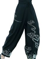 Elastic Waist Embroidery Lantern Pants