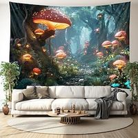 Trippy Forest Mushrooms Hanging Tapestry Wall Art Large Tapestry Mural Decor Photograph Backdrop Blanket Curtain Home Bedroom Living Room Decoration Lightinthebox
