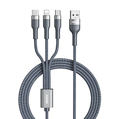 Remax Micro USB Lightning USB C Cable All-In-1 1 to 3 High Speed 2 A 1.2m(4Ft) TPE For Samsung Xiaomi Huawei Phone Accessory miniinthebox