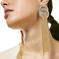 Women's Hoop Earrings Tassel Fringe Precious Statement Imitation Diamond Earrings Jewelry Gold For Party Club 1 Pair Lightinthebox