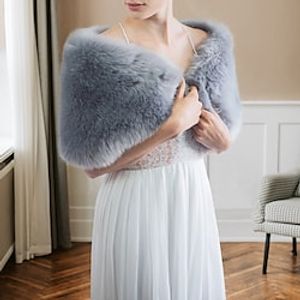 Faux Fur Wraps Shawls Women's Wrap Pure Elegant Sleeveless Faux Fur Wedding Wraps With Pure Color For Wedding Fall miniinthebox