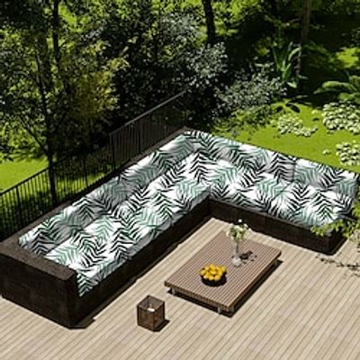 2 Pcs Patio Cushion Covers Outdoor Sofa Wicker Sofa Seat Cover Waterproof Couch Slipcover,Oxford Wicker Chair Cover Furniture Protector 2240inches for Restaurant,Hotel,Wedding Lightinthebox