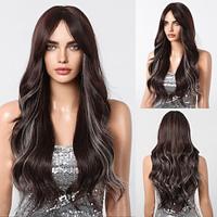 Synthetic Wig Uniforms Career Costumes Princess Curly Wavy Middle Part Layered Haircut Machine Made Wig 26 inch Dark Brown Synthetic Hair Women's Cosplay Party Fashion Dark Brown Lightinthebox