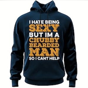 Valentine's Day Letter Graphic Men's Fashion 3D Print Hoodie Sports Outdoor Holiday Vacation Hoodies Black Navy Blue Hooded Print Front Pocket Spring   Fall Designer Hoodie Lightinthebox