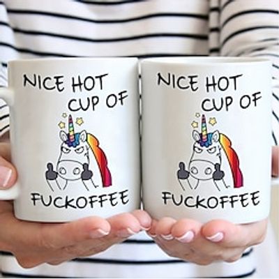 Angry Unicorn Ceramic Coffee Mug - 11oz White Tea Cup for Office, Portable for Hot or Cold Drinks, Novelty Gift - 1pc Lightinthebox