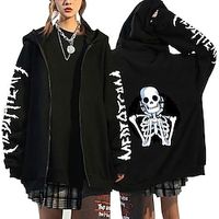 Inspired by Gothic Skeleton  Skull Anime Cartoon Manga Anime Classic Street Style Outerwear For Men's Women's Unisex Adults' Hot Stamping 100% Polyester Lightinthebox - thumbnail